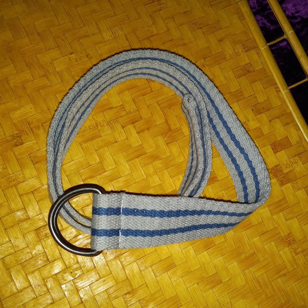 Wenzhou Ouyuan Co. Ltd. Nautical Gray and Blue Striped Men's Belt Sz. 40